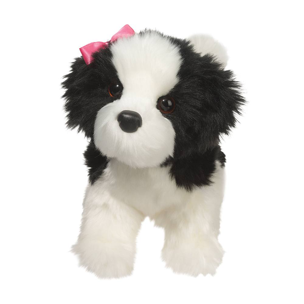 CHIEN SHIH TZU POOFY BLANC ET NOIR PELUCHES Peluches r guli res